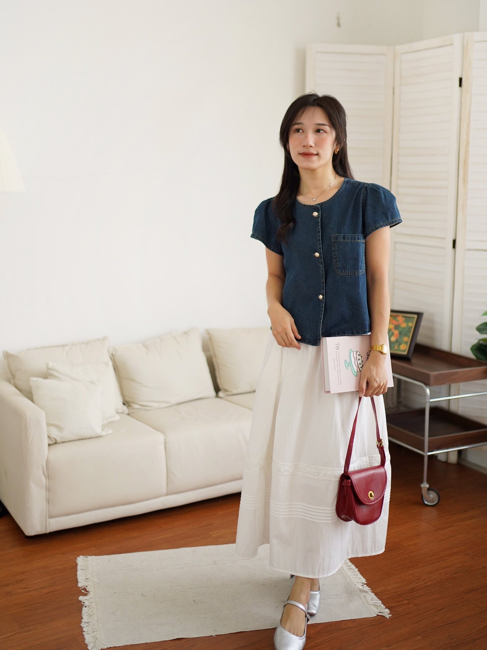 Lea Ruffle Denim Top