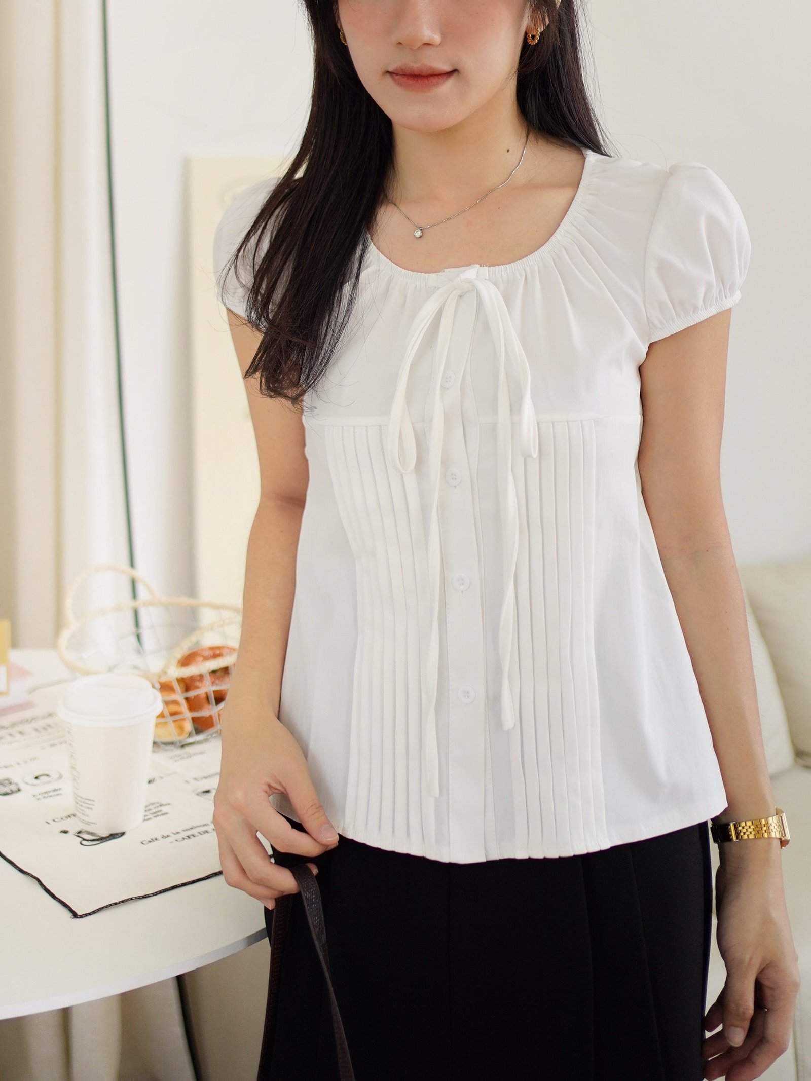 Julene Pleat Ribbon Top - Image 2